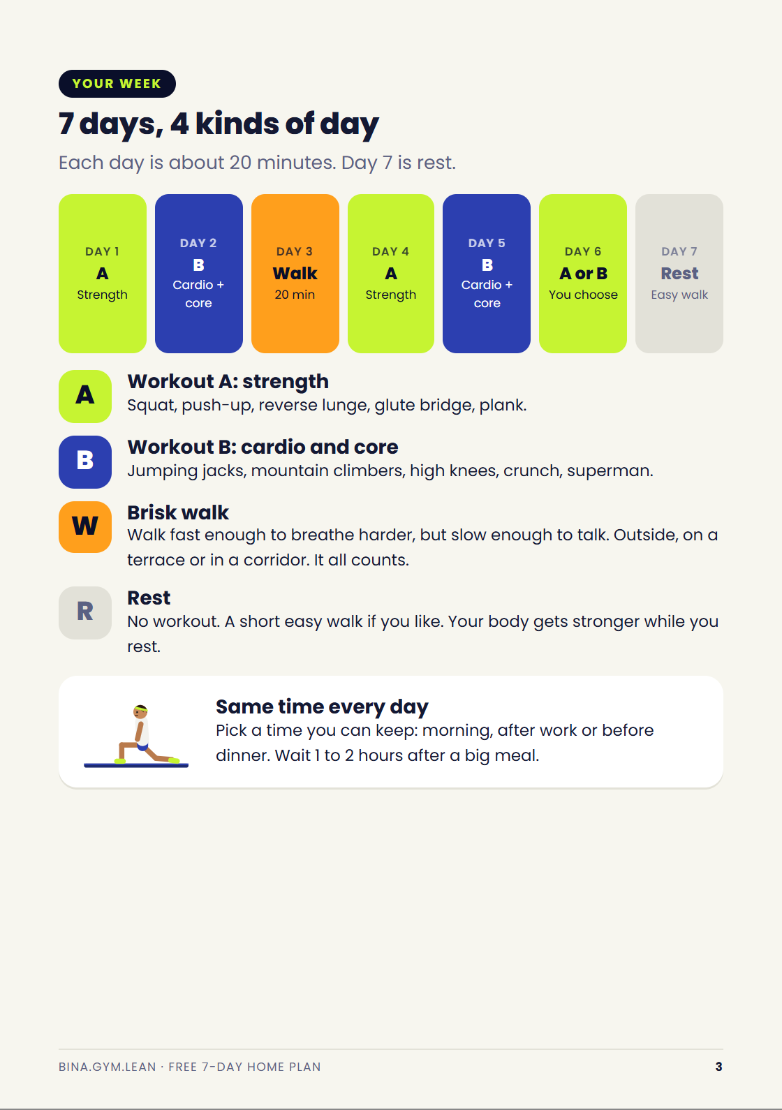 Free plan page: your week